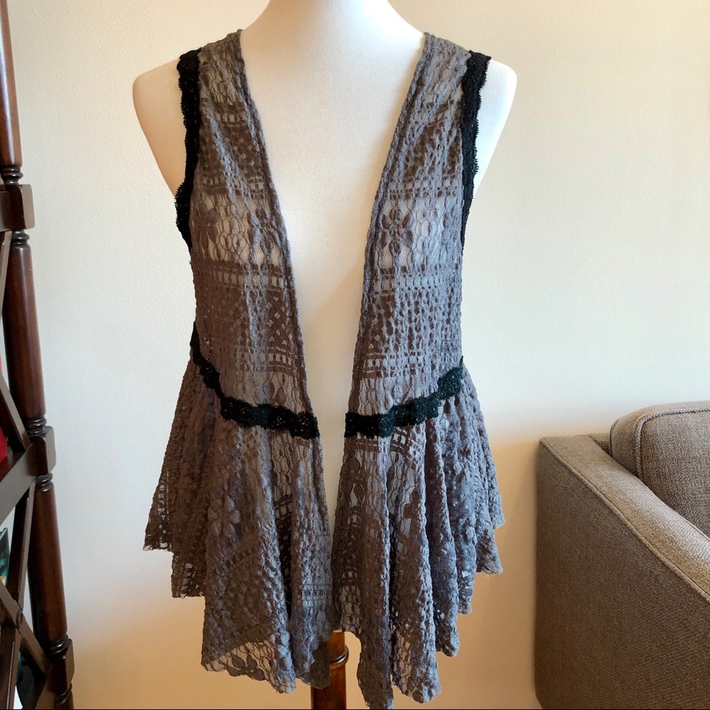 Grey lace vest